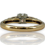 Antique 1930s 14kt Yellow Gold VVS 0.20ct Diamond Solitaire Ring with Single-Cut Diamond Side Buckle Accents Size 3