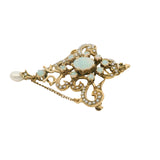 Vintage 1930-50s Victorian Revival Opal And Pearl Drop/Dangle Pendant/Brooch