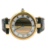 Vintage Cartier Must Vendome 2491 30mm Trinity Dial 925 Vermeil OG Leather Watch