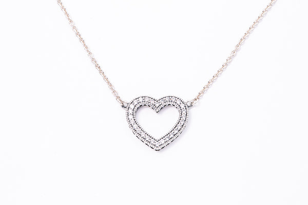 Pandora ALE Loving Sparkling Open Heart Charm 925 Sterling Silver Pendant