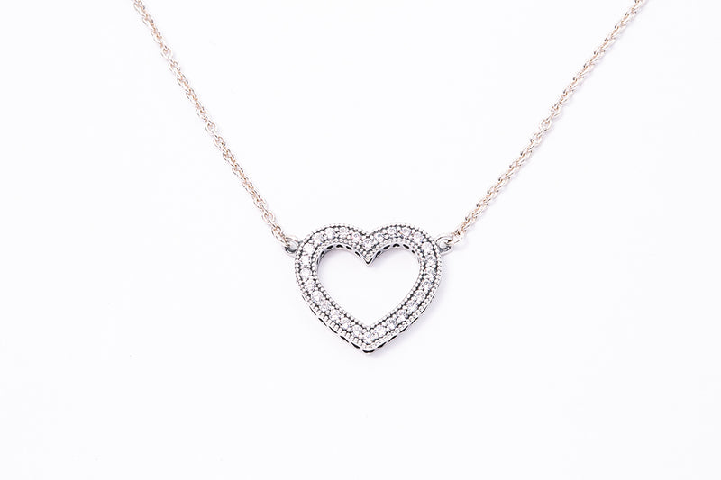 Pandora ALE Loving Sparkling Open Heart Charm 925 Sterling Silver Pendant