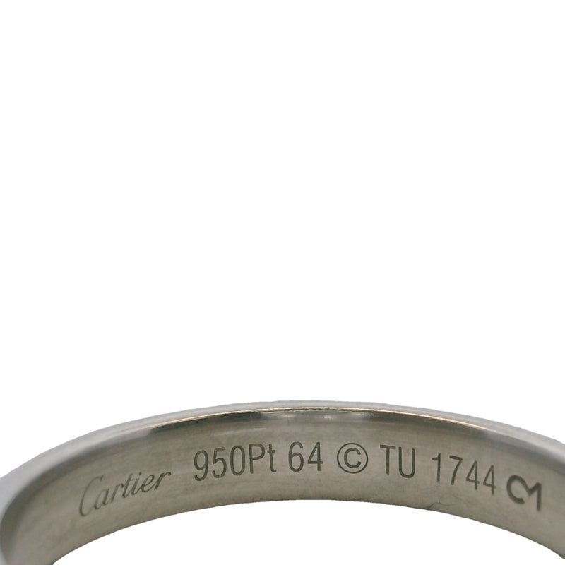 Anillo de bodas Cartier de 4 mm de platino macizo 1895 con textura punteada, talla 10,75