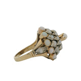 Vintage Solid 14kt Yellow Gold and Cabochon Opals Thai Princess Cluster Ring Size 6