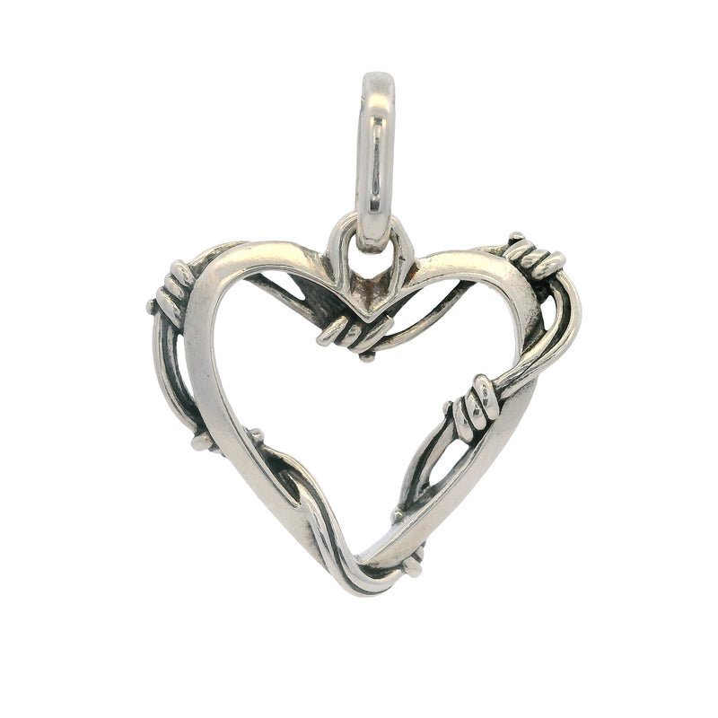 Pandora Solid 925 Sterling Silver Barbed Wire Heart Medallion Pendant Charm