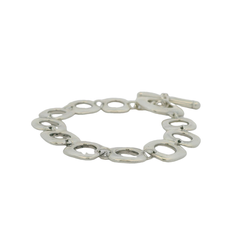 Tiffany & Co 925 Sterling Silver Open Square Cushion Link Toggle Bracelet 7.5"