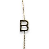 Personalized Diamond Initial "B" Pendant Necklace 14KT 585 Yellow Gold