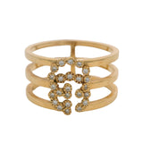 Gucci Italian Retired Solid 18kt Yellow Gold and Diamond GG Running Logo Ring Size 6