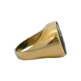 14kt Yellow Gold Wedgewood Porcelain Intaglio Wolf Cougar Wax Seal Ring Size 9.5