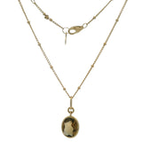 Mejuri Solid 14kt Yellow Gold Spheres Chain 16" Necklace with Oval Bezel Citrine Pendant