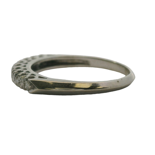 Vintage Knife Edge 14k 585 White Gold Fishtail Set Diamond Band Ring Size 6