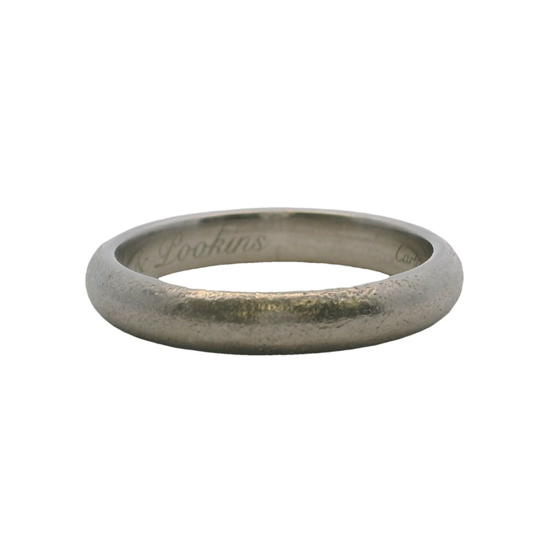 Anillo de bodas Cartier de 4 mm de platino macizo 1895 con textura punteada, talla 10,75