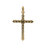 Vintage Solid 18kt Yellow Gold Chrysoprase and Diamond Green Cross Charm Pendant