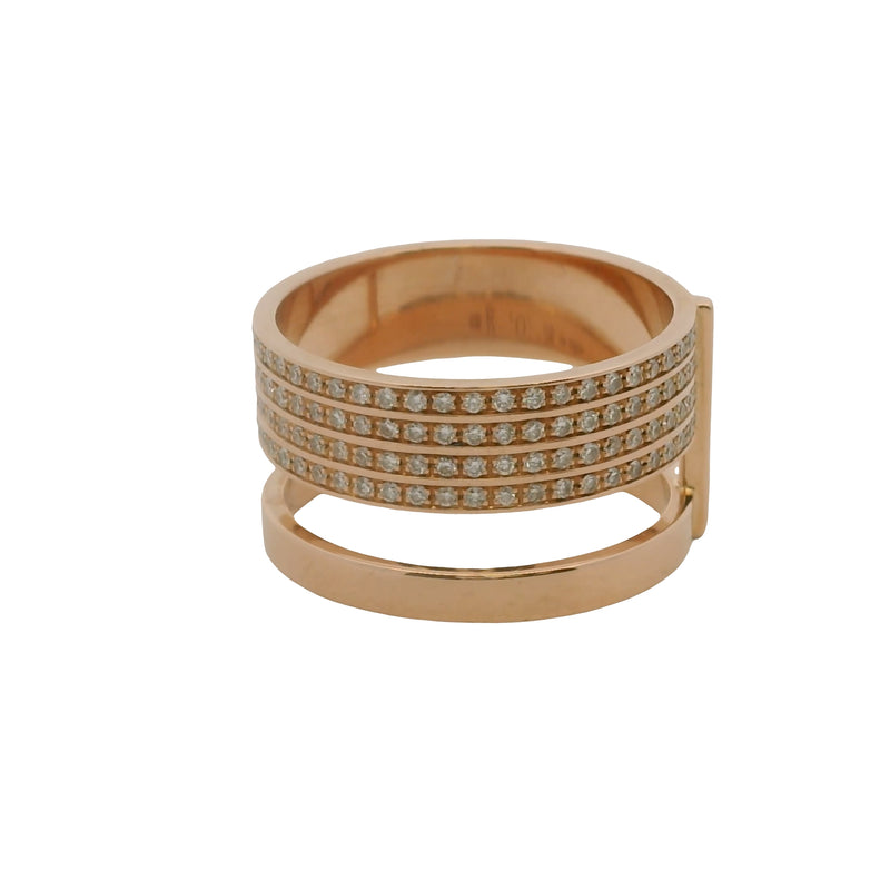 REPOSSI Retired Solid 18kt Rose Gold and Diamond Technical Berbere Double Band Ring Size 7.75