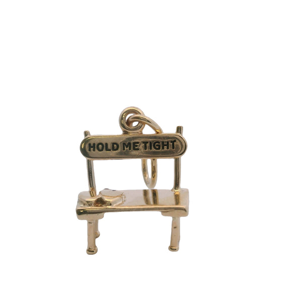 Vintage 14kt Yellow Gold Park Bench "Hold Me Tight" Hearts Love Charm