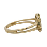 Solid 14kt Yellow Gold CZ and Lab Ruby Hello Kitty Head Cluster Ring Size 7