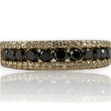EFFY 14kt Yellow Gold Stackable Accent 5.4mm Band with Black and White Diamonds Size 7 Ring