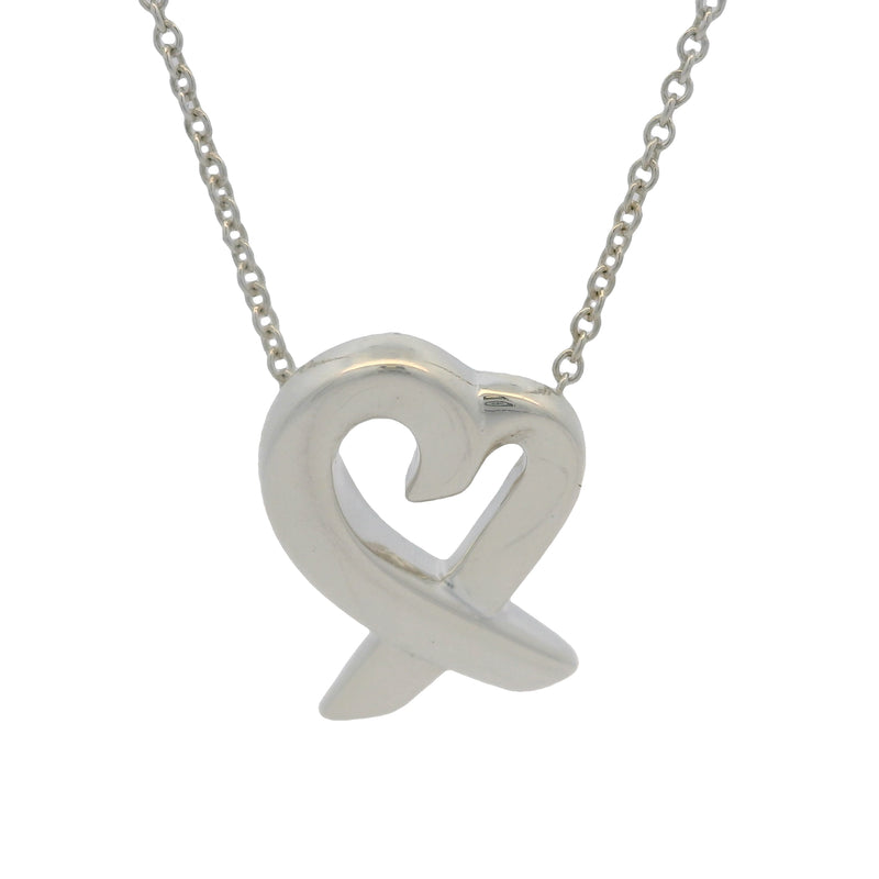Tiffany & Co Paloma Picasso Collection Loving Heart 16" Necklace In 925 Sterling Silver