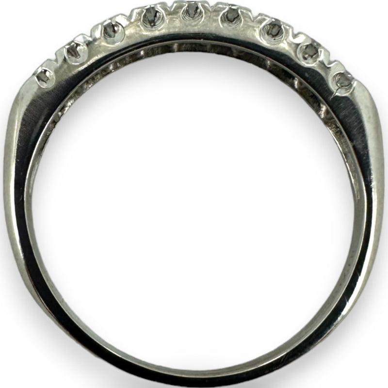 Art Deco 900 Platinum Half-Eternity Old European and Transitional Cut Diamond Ring Wedding Stacking Band