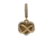 Pandora 14kt Yellow Gold CZ Enamel "Family Forever" Infinity Heart Dangle Charm