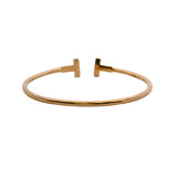 Tiffany & Co Solid 18kt Rose Gold Tiffany T Wire Cuff 6.25" Bracelet Size Medium
