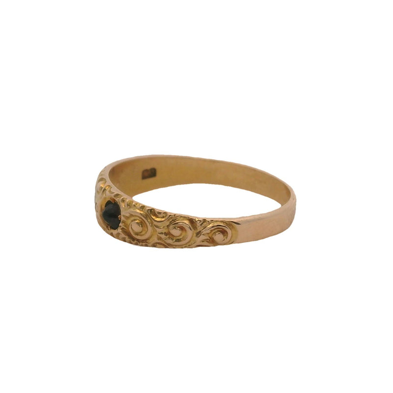 Antique Late Victorian Solid 14kt Yellow Gold Delicate Bohemian Garnet and Seed Pearl Ring Size 4
