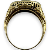 Vintage 14kt Yellow/White Gold Cast of Art Deco Filigree Ring with Original Old Euro and Transitional Diamonds