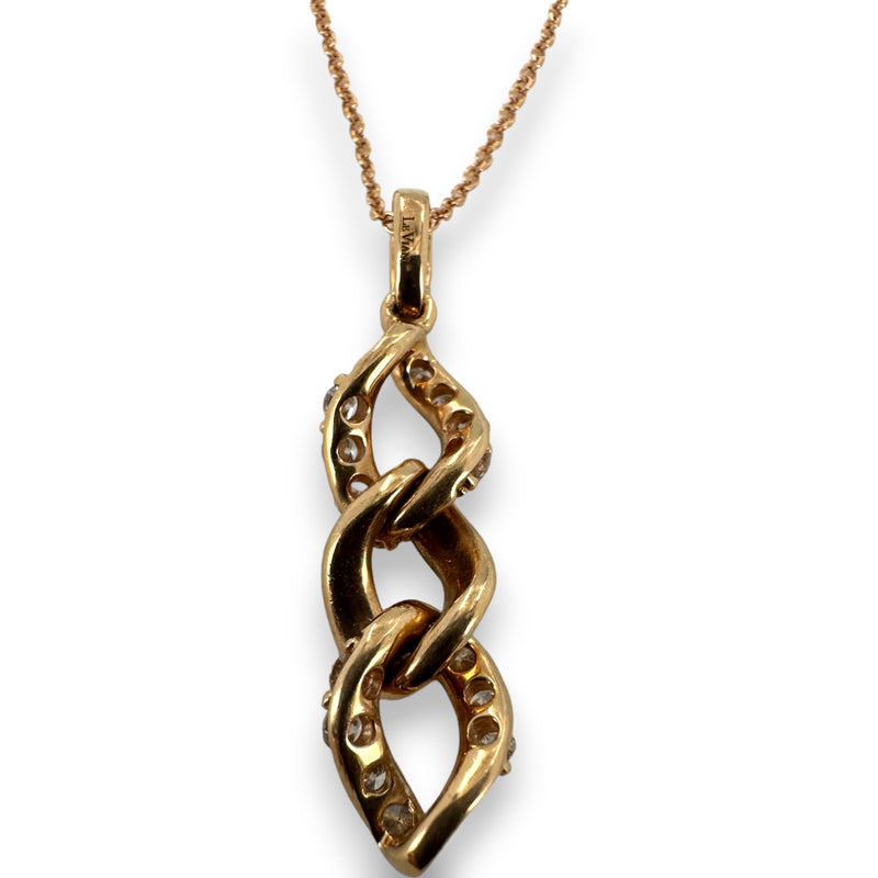 Le Vian 14kt Rose Gold 18" Necklace with Rose Gold and Diamond Curb Chain Drop Pendant