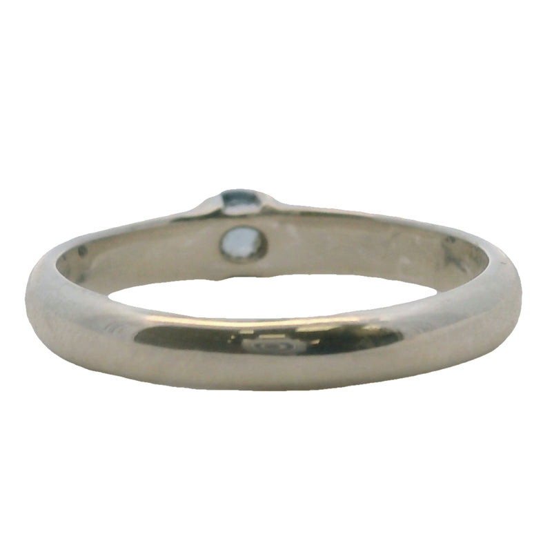 2004 Vintage Tiffany & CO 925 Sterling Silver And Aquamarine Tension-Set Solitaire Stacking Ring Size 6.75
