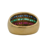 Le Vian Solid 18kt Yellow Gold Emerald, Ruby, Sapphire, and Diamond Dome Ring Size 5.5