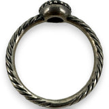 David Yurman Signed 925 Sterling Silver Cord Ring With Black Diamond Cluster Size 8