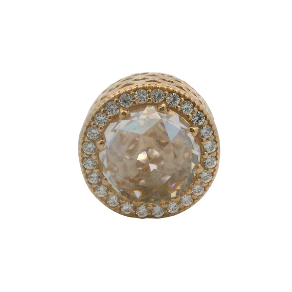 Charm espaciador Pandora "Corazones Radiantes" en oro amarillo macizo de 14 kt y circonitas cúbicas