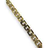 EFFY D'Oro Solid 14kt Yellow Brushed Gold Flat Square Link Bracelet with 0.25ctw Diamonds 7" Length