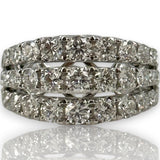 SJM Jewelry Solid 14kt White Gold 11.5mm Wide Graduated White Diamond Cocktail Cluster Ring Size 7