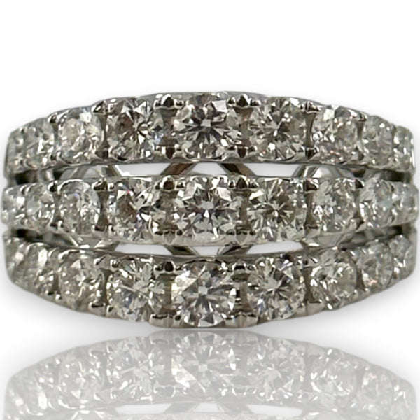 SJM Jewelry Solid 14kt White Gold 11.5mm Wide Graduated White Diamond Cocktail Cluster Ring Size 7
