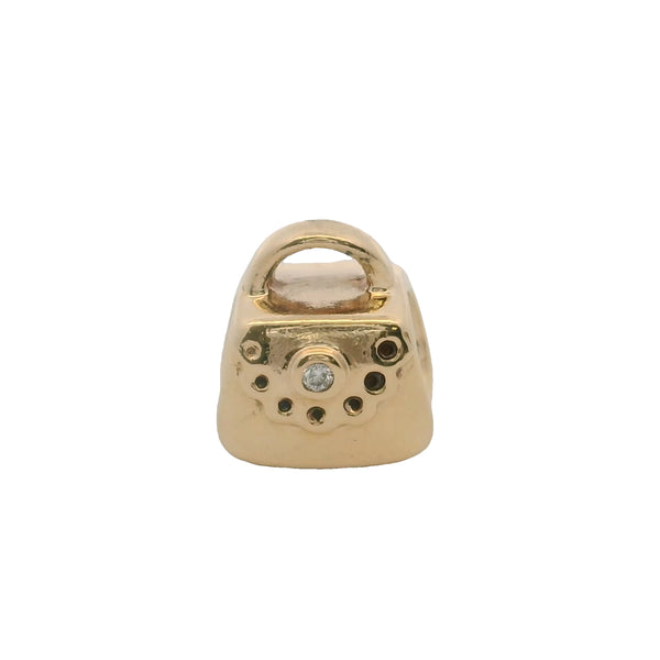 Charm deslizante para bolso de mano Pandora de oro macizo de 14 kt con un diamante.
