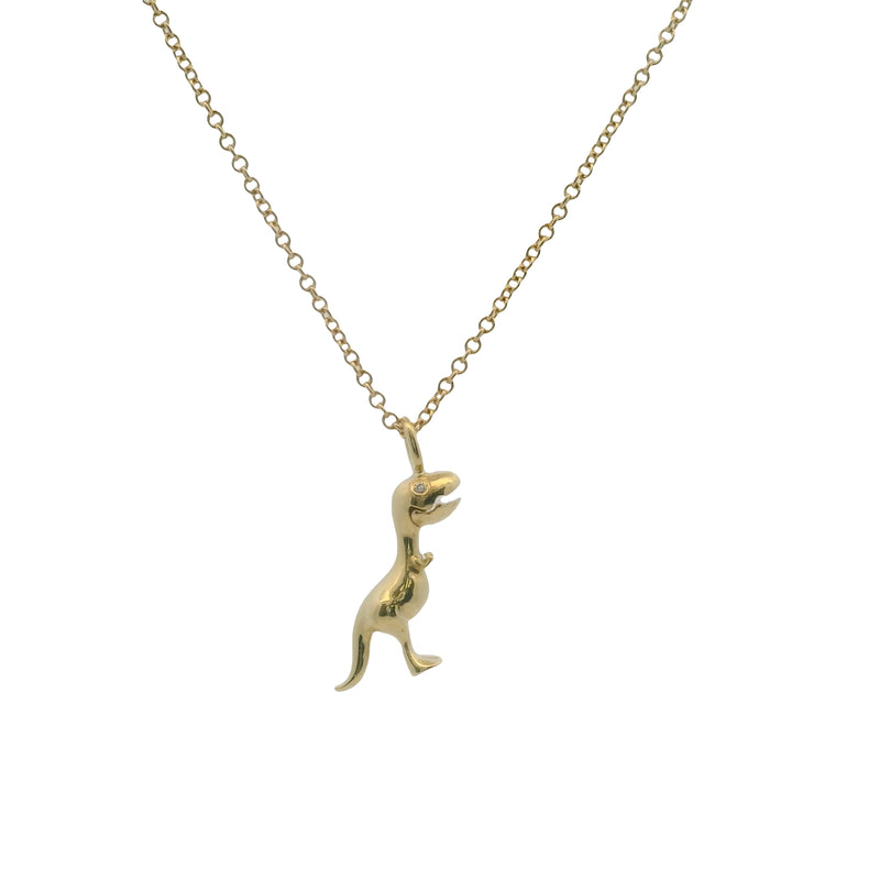 Rare Daniela Villegas X Jurassic Park 25th Anniversary 18" Mini Baby T-Rex and Diamond Pendant Necklace