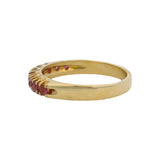 Italian Solid 18kt Yellow Gold Ruby Hald-Eternity Stackable Band Ring Size 5.75