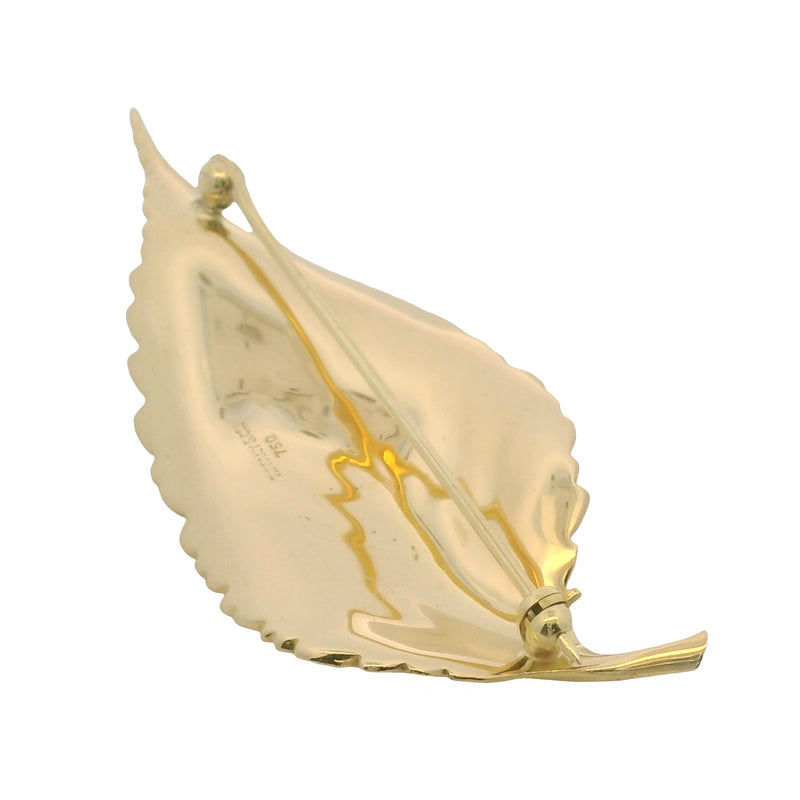 Vintage Tiffany & Co Solid 18kt Yellow Gold Beech Chestnut Leaf Pin Brooch