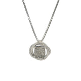 David Yurman Solid 925 Sterling Silver and Diamond Infinity Knot Cluster Pendant 17.5" Necklace