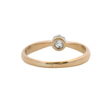 Antique Victorian Solid 14kt Yellow Gold and Old Mine Diamond Solitaire Stirrup Ring Size 7.75