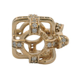 Pandora Retired 14kt Yellow Gold "All Wrapped Up" Gift Box CZ Spacer Bead Charm