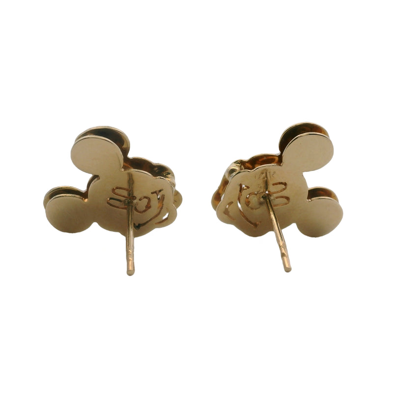 14kt Two-Tone Mickey Mouse Cartoon 13mm Stud Earrings