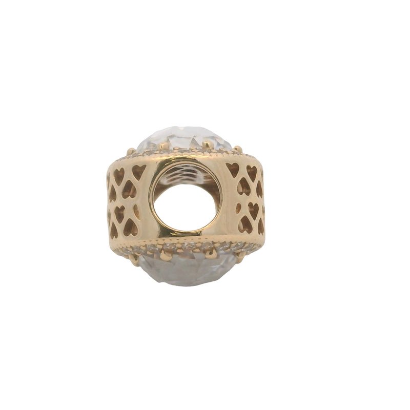 Pandora Solid 14kt Yellow Gold and CZ Radiant Hearts Bead Spacer Charm