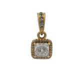 Pandora 14kt Yellow Gold and CZ Timeless Elegance Square Dangle Charm Pendant