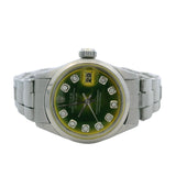 Vintage Rolex Datejust 6516 25mm Faded Green Dial 1967 Stainless Steel Watch