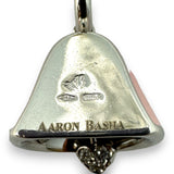 Aaron Basha 18k White Gold Diamond and Pink Enamel Bell Charm Pendant Made in Italy