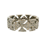 Garrard Italian Solid 18kt White Gold and 0.35ctw Diamond Cross Eternity Band Ring Size 5