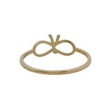 Solid 14kt Yellow Gold Thin Dainty Bow Ribbon Ring Made In Turkey Size 7