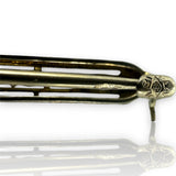 Antique 1920s Platinum and 18kt White Gold Filigree Sapphire Bar Pin by Batchelder