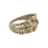 Solid 18kt White and Yellow Gold 3-Band Faux Stack Ring Size 6
